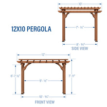 Load image into Gallery viewer, 12x10 Pergola Inches Diagram
