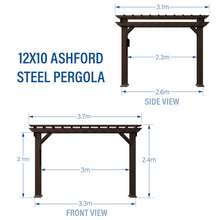 Load image into Gallery viewer, 12x10 Ashford Pergola Metric Diagram
