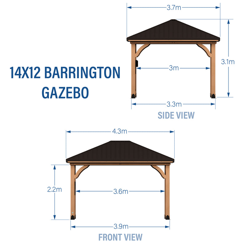 4.3m x 3.7m Barrington Gazebo (14ft x 12ft) specifications