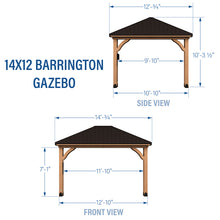 Load image into Gallery viewer, 14x12 Barrington Gazebo Inches Diagram
