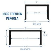 Load image into Gallery viewer, 16x12 Trenton Modern Steel Pergola Diagram
