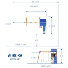 Load image into Gallery viewer, Aurora Wooden Swing Set Diagram
