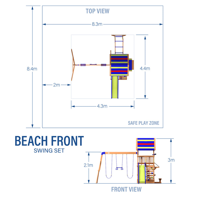 Beach Front Wooden Swing Set specifications