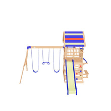 Load 3D model into Gallery viewer, Beach Front Wooden Swing Set 3D Model
