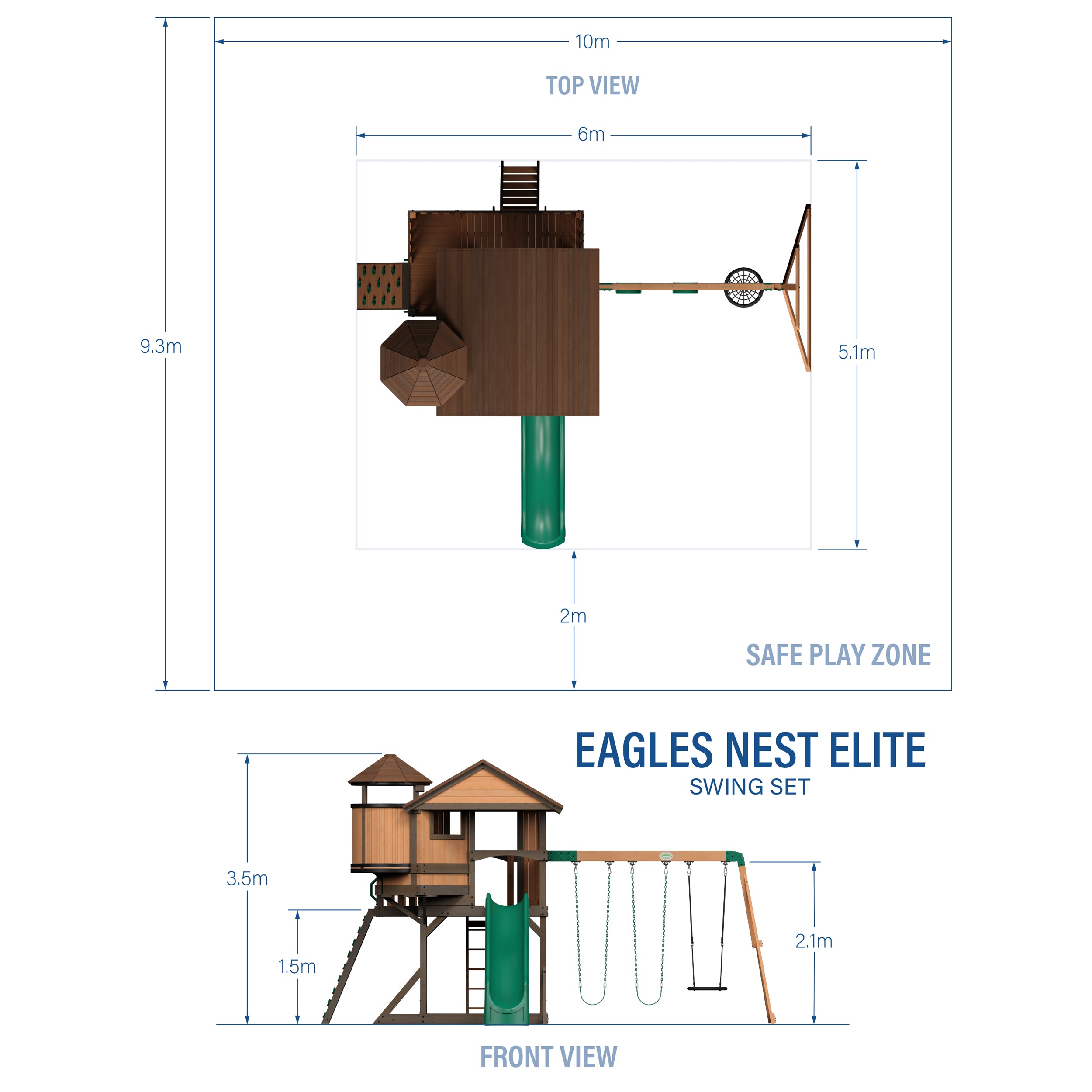Eagles Nest Elite Swing Set Diagram Metric