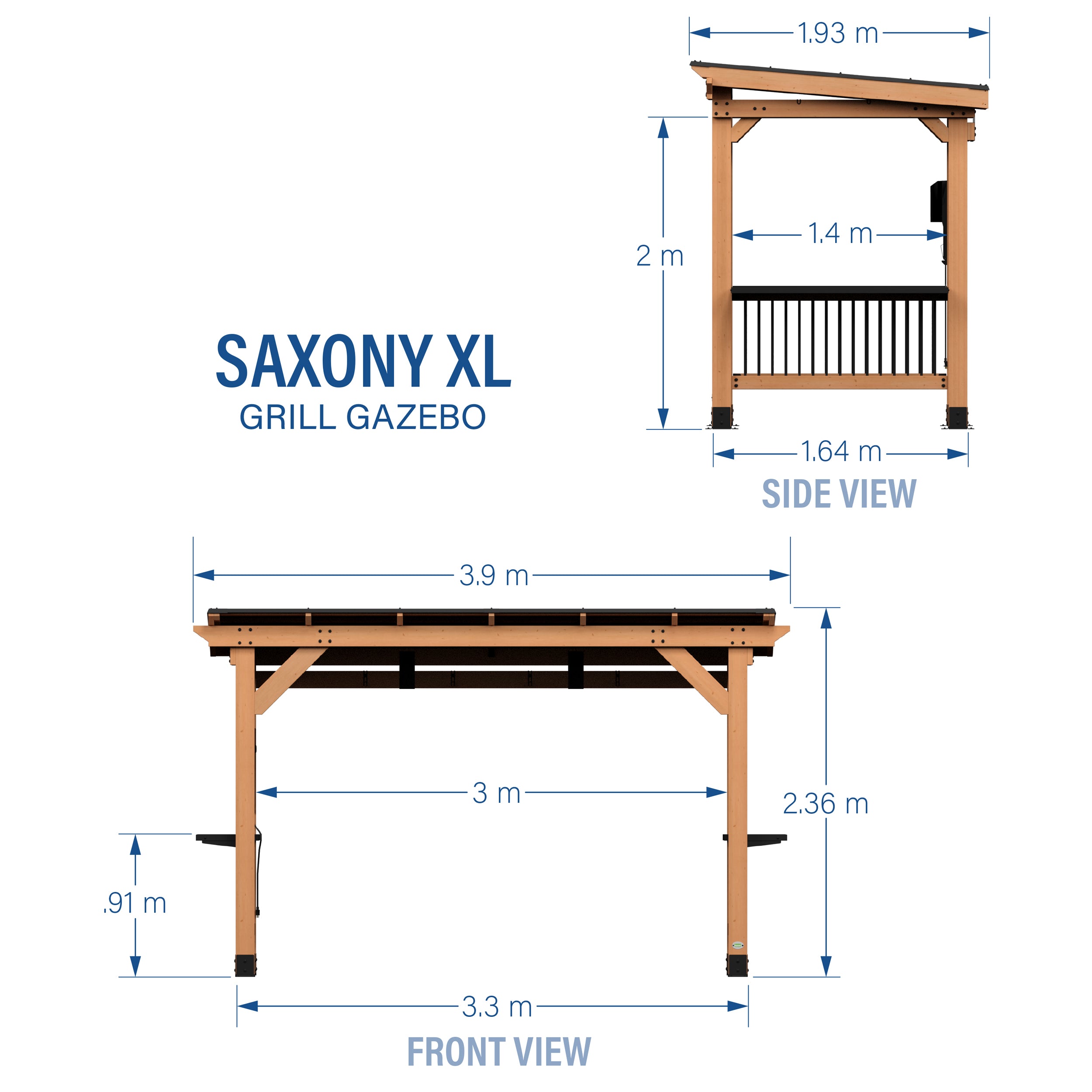 Saxony XL Grill Diagram-Metric